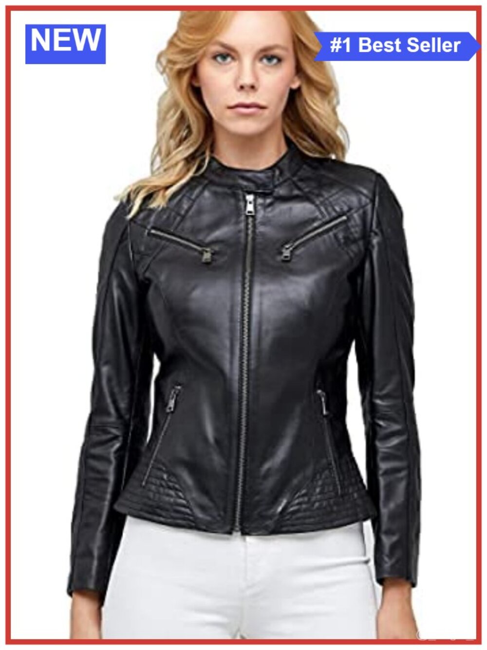 Women's Real Leather Biker Bomber Jacket Winter Motorcycle Coat